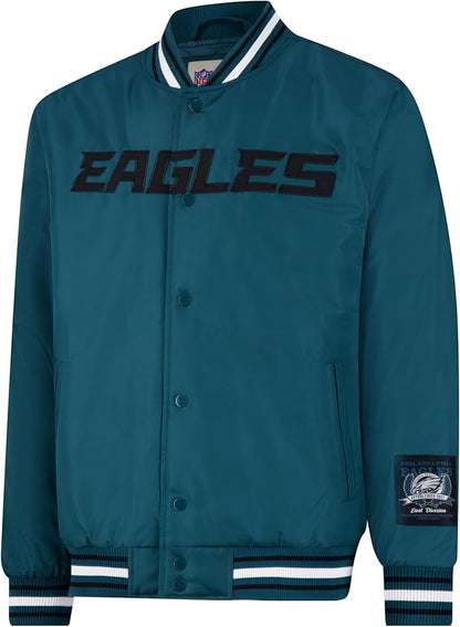 Ultra Game Adults NFL Official Smashing Records Satin Jacket|Philadelphia Eagles