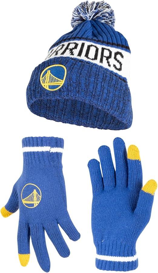 Ultra Game NBA Golden State Warriors Adults Super Soft Winter Beanie Knit Hat With Extra Warm Touch Screen Gloves|Golden State Warriors - UltraGameShop