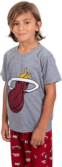 Ultra Game NBA Miami Heat Boys 2 Piece Tee Shirt & Lounge Pants Pajama Set| Miami Heat - UltraGameShop