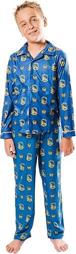 Ultra Game NBA Golden State Warriors Boys 2-Piece Loose-fit Button Down Pajamas Set|Golden State Warriors - UltraGameShop