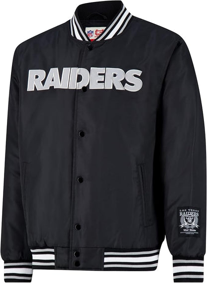 Ultra Game Adults NFL Official Smashing Records Satin Jacket|Las Vegas Raiders