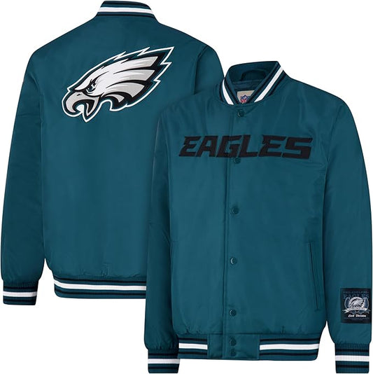 Ultra Game Adults NFL Official Smashing Records Satin Jacket|Philadelphia Eagles