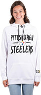 Ultra Game NFL Pittsburgh Steelers Womens Fleece Hoodie Pullover Sweatshirt Tie Neck|Pittsburgh Steelers