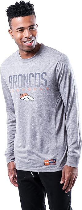 Ultra Game NFL Denver Broncos Mens Active Quick Dry Long Sleeve T-Shirt|Denver Broncos - UltraGameShop