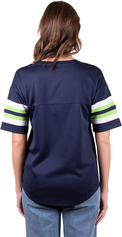 Ultra Game NFL Seattle Seahawks Womens Standard Lace Up Tee Shirt Penalty Box|Seattle Seahawks - UltraGameShop