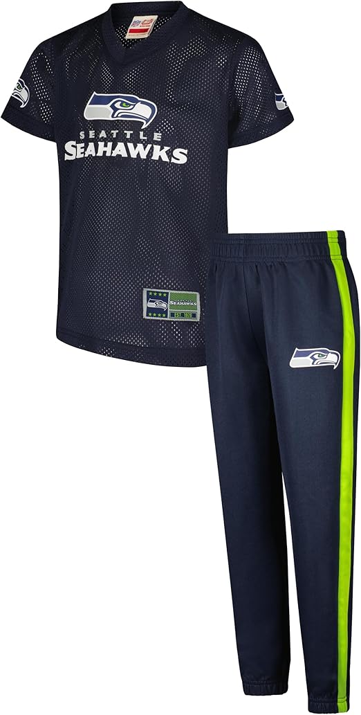 Ultra Game NFL Official Youth Uniform Set - Includes Super Soft Jersey, Pants, Iron on Numbers & Team Sticker Set, Seattle Seahawks, Team Color|Seattle Seahawks