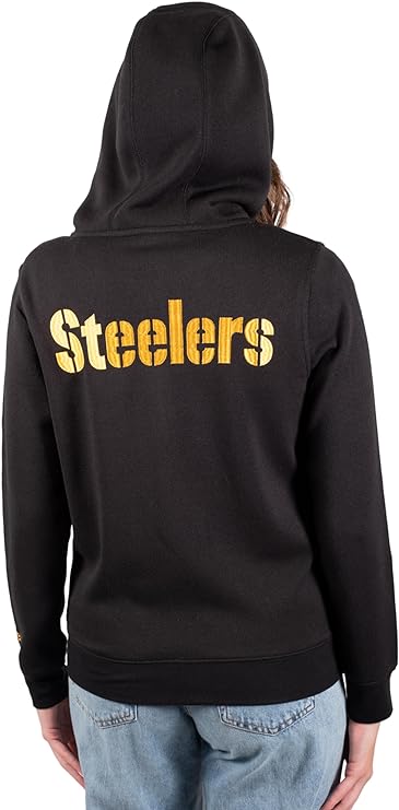 Ultra Game NFL Pittsburgh Steelers Womens Full Zip Soft Marl Knit Hoodie Sweatshirt Jacket|Pittsburgh Steelers
