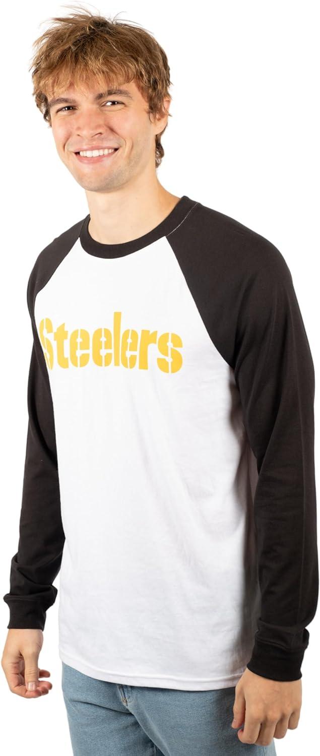 Ultra Game NFL Mens Super Soft Raglan Baseball Long Sleeve T-Shirt| Pittsburgh Steelers - UltraGameShop