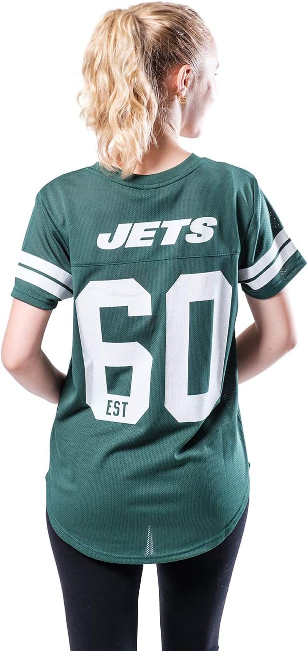 Ultra Game NFL New York Jets Womens Soft Mesh Varsity Stripe T-Shirt|New York Jets - UltraGameShop