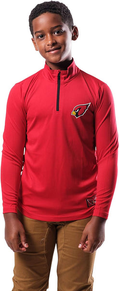 Ultra Game NFL Arizona Cardinals Youth Super Soft Quarter Zip Long Sleeve T-Shirt|Arizona Cardinals
