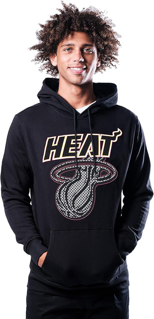 Ultra Game NBA Miami Heat Mens Fleece Hoodie Pullover Sweatshirt Primo Metallic, Black, Medium|Miami Heat - UltraGameShop