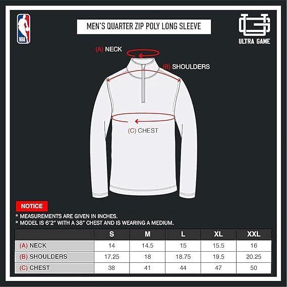 Ultra Game NBA Memphis Grizzlies Men's Quarter Zip Long Sleeve Pullover T-Shirt|Memphis Grizzlies - UltraGameShop