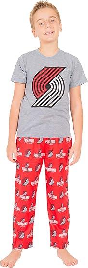 Ultra Game NBA Portland Trail Blazers Boys 2 Piece Tee Shirt & Lounge Pants Pajama Set| Portland Trail Blazers - UltraGameShop