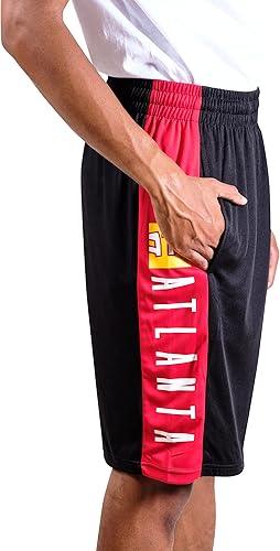 Ultra Game NBA Official Men’s Super Soft Active Workout Basketball Training Shorts - Unisex, Atlanta Hawks, Black|Atlanta Hawks