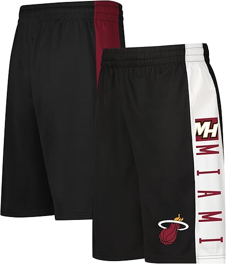 Ultra Game NBA Official Men‚Äôs Super Soft Active Workout Basketball Training Shorts - Unisex, Miami Heat, Black|Miami Heat
