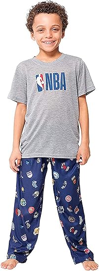 Ultra Game NBA Multi-Team Boys 2 Piece Tee Shirt & Lounge Pants Pajama Set| Multi-Team - UltraGameShop