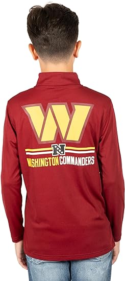 Ultra Game NFL Washington Commanders Youth Super Soft Quarter Zip Long Sleeve T-Shirt|Washington Commanders