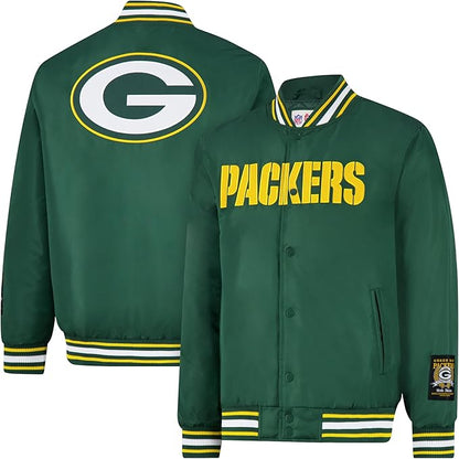 Ultra Game Adults NFL Official Smashing Records Satin Jacket|Green Bay Packers