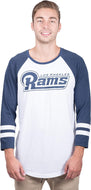 Ultra Game NFL Mens Super Soft Raglan Baseball Long Sleeve T-Shirt| Los Angeles Rams