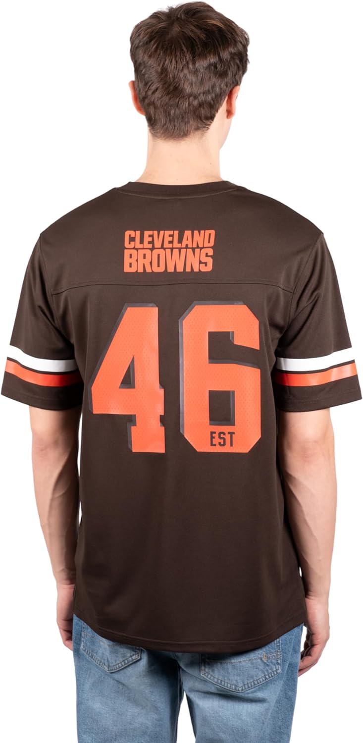 Ultra Game NFL Cleveland Browns Mens Standard Jersey Crew Neck Mesh Stripe T-Shirt|Cleveland Browns
