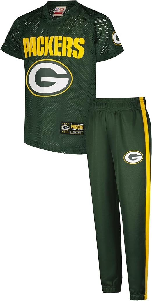 Ultra Game NFL Official Youth Uniform Set - Includes Super Soft Jersey, Pants, Iron on Numbers & Team Sticker Set, Green Bay Packers, Team Color|Green Bay Packers