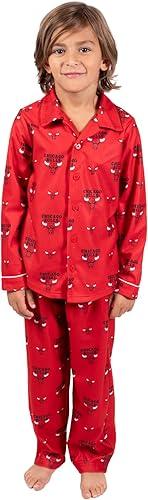 Ultra Game NBA Official Youth 2-Piece Super Soft Button Down Pajamas Set, Chicago Bulls, Boys Sizes|Chicago Bulls