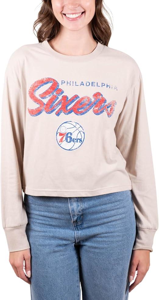 Ultra Game NBA Philadelphia 76ers Women's Super-Soft Crop Top Shirt|Philadelphia 76ers - UltraGameShop