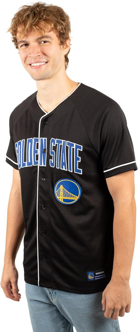 Ultra Game NBA Golden State Warriors Men's Mesh Button Down Baseball T-Shirt|Golden State Warriors - UltraGameShop