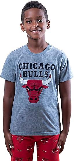 Ultra Game NBA Chicago Bulls Boys 2 Piece Tee Shirt & Lounge Pants Pajama Set| Chicago Bulls - UltraGameShop