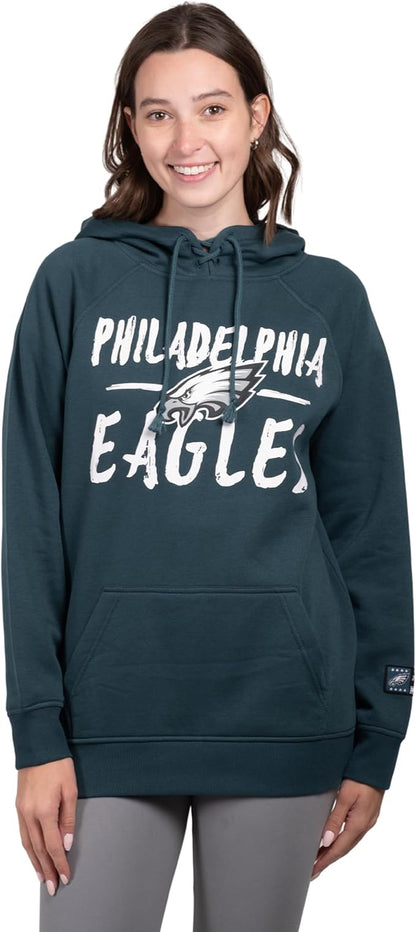 NFL Women's Official Super Soft Tie Neck Pullover Hoodie Sweatshirt|Philadelphia Eagles