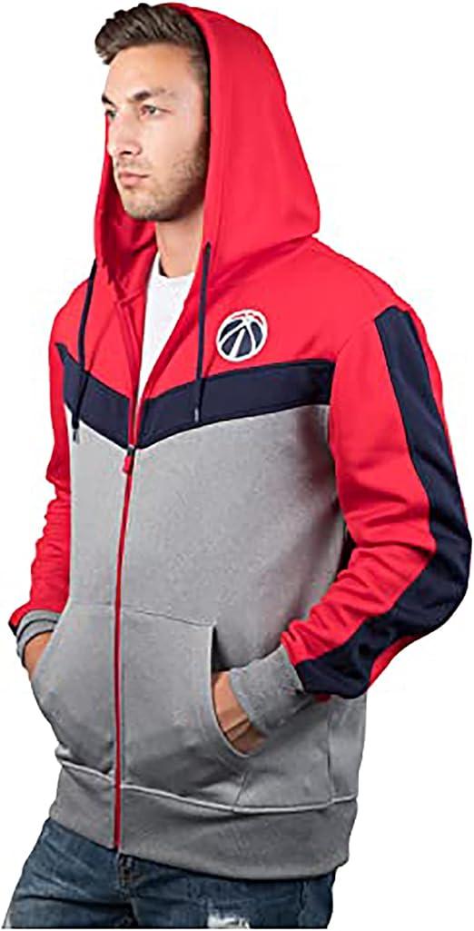 Ultra Game NBA Washington Wizards Men's Contrast Back Cut Full Zip Hoodie Sweatshirt|Washington Wizards - UltraGameShop