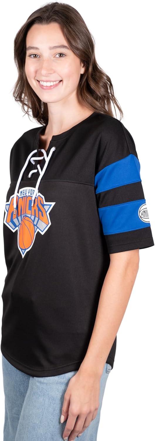 Ultra Game Women's New York Knicks Super Soft Mesh Lace-up Jersey Shirt | New York Knicks - UltraGameShop