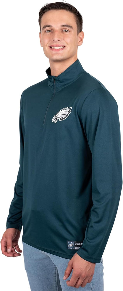 Ultra Game Men's Moisture Wicking Quarter Zip Long Sleeve Shirt - Officially Licensed NFL Gear