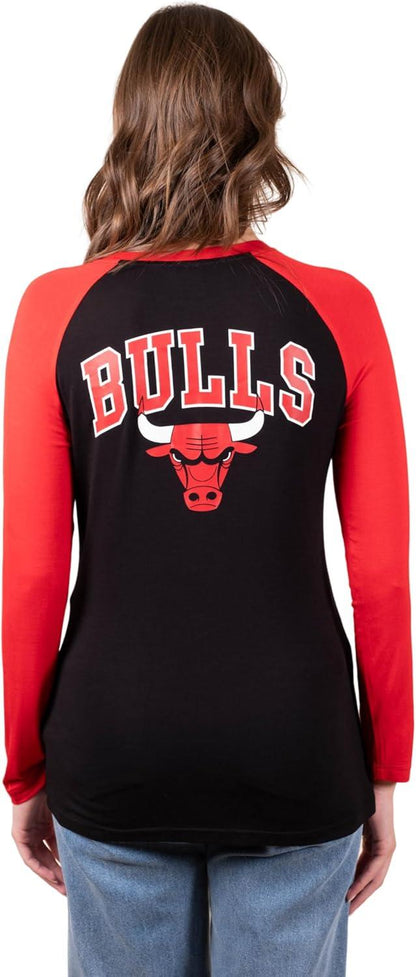 Ultra Game NBA Chicago Bulls Women's Super Soft Long Sleeve Lace-up Shirt|Chicago Bulls - UltraGameShop