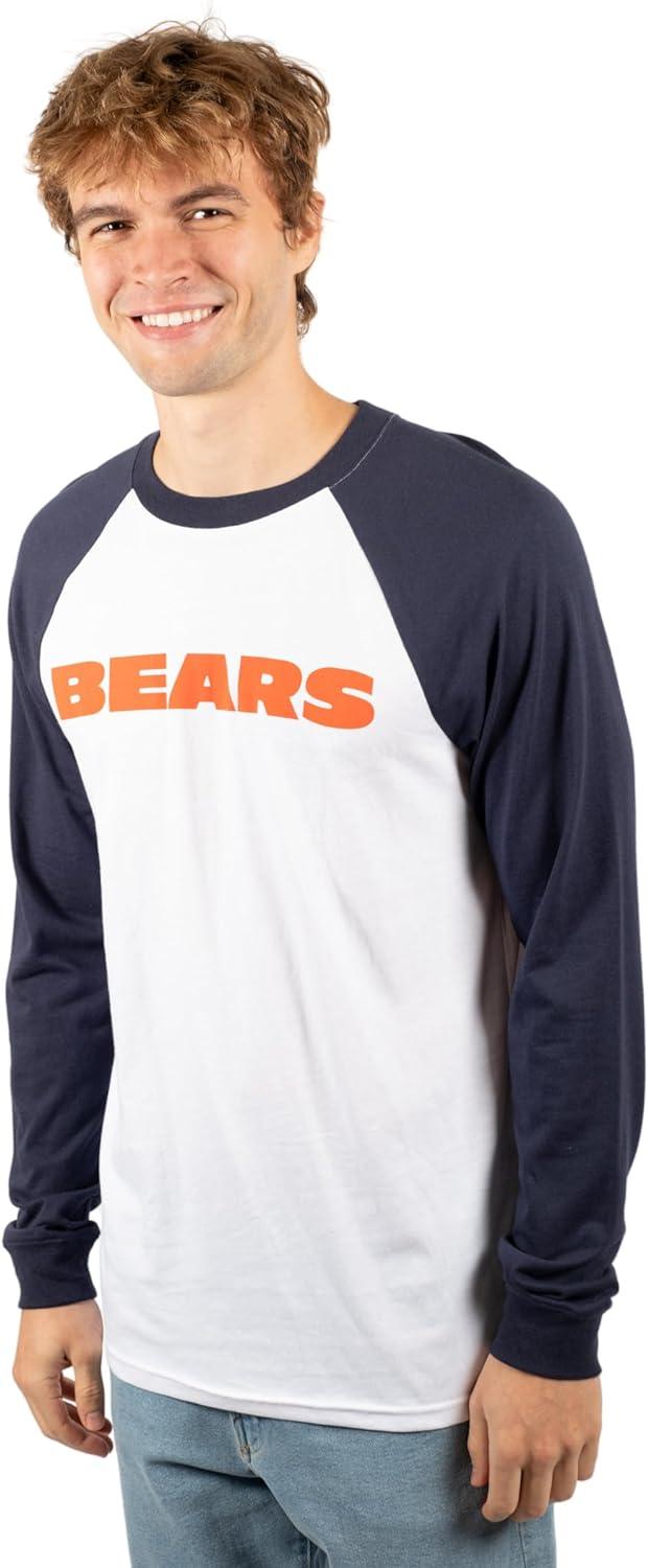 Ultra Game NFL Mens Super Soft Raglan Baseball Long Sleeve T-Shirt| Chicago Bears - UltraGameShop