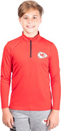 Ultra Game NFL Kansas City Chiefs Youth Super Soft Quarter Zip Long Sleeve T-Shirt|Kansas City Chiefs