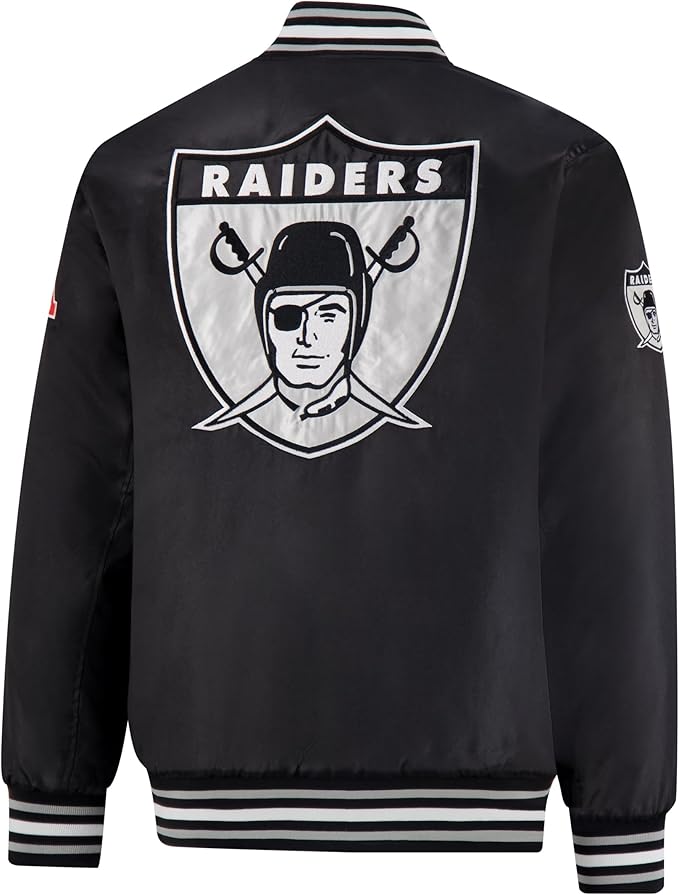 Ultra Game NFL Official Adults Supreme Satin Heritage Jacket, Las Vegas Raiders, Supreme Satin|Las Vegas Raiders