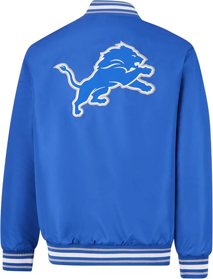Ultra Game Adults NFL Official Smashing Records Satin Jacket|Detroit Lions