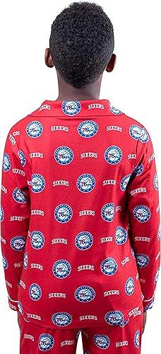 Ultra Game NBA Philadelphia 76ers Boys 2-Piece Loose-fit Button Down Pajamas Set|Philadelphia 76ers - UltraGameShop