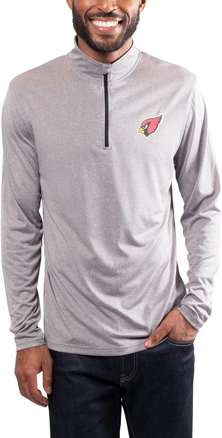 Ultra Game NFL Arizona Cardinals Mens Super Soft Quarter Zip Long Sleeve T-Shirt|Arizona Cardinals