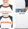 Ultra Game NFL Mens Super Soft Raglan Baseball Long Sleeve T-Shirt| Chicago Bears