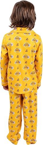 Ultra Game NBA Official Youth 2-Piece Super Soft Button Down Pajamas Set, Los Angeles Lakers, Boys Sizes|Los Angeles Lakers