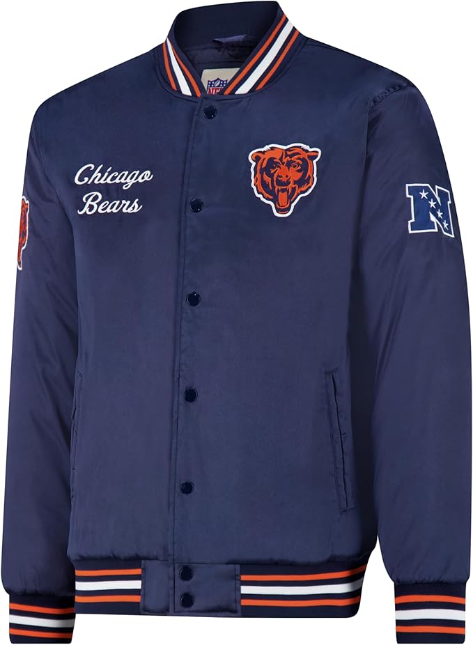 Ultra Game Adults NFL Official Supreme Satin Jacket|Chicago Bears