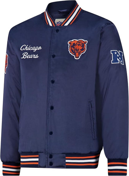 Ultra Game Adults NFL Official Supreme Satin Jacket|Chicago Bears