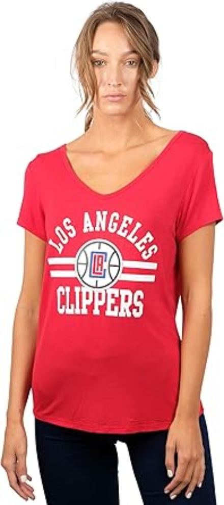 Ultra Game NBA Official Women's Super Soft T-Shirt, Los Angeles Clippers, Team Color|Los Angeles Clippers