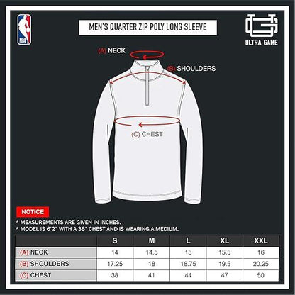 Ultra Game NBA Miami Heat Men's Quarter Zip Long Sleeve Pullover T-Shirt|Miami Heat - UltraGameShop