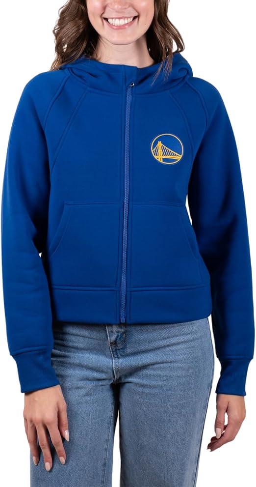 Ultra Game NBA Women's Golden State Warriors Super Soft Crop Top Full Zip Hoodie Sweatshirt | Golden State Warriors - UltraGameShop