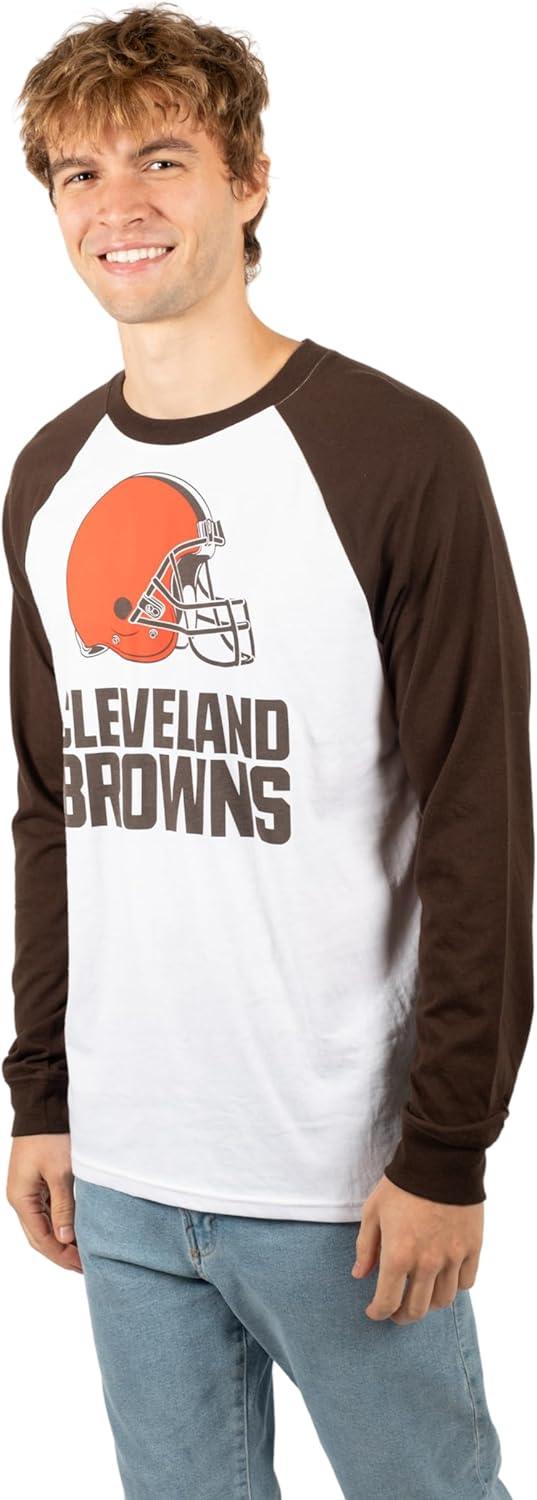 Ultra Game NFL Mens Super Soft Raglan Baseball Long Sleeve T-Shirt| Cleveland Browns - UltraGameShop