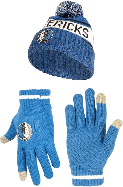 Ultra Game NBA Dallas Mavericks Adults Super Soft Winter Beanie Knit Hat With Extra Warm Touch Screen Gloves|Dallas Mavericks - UltraGameShop