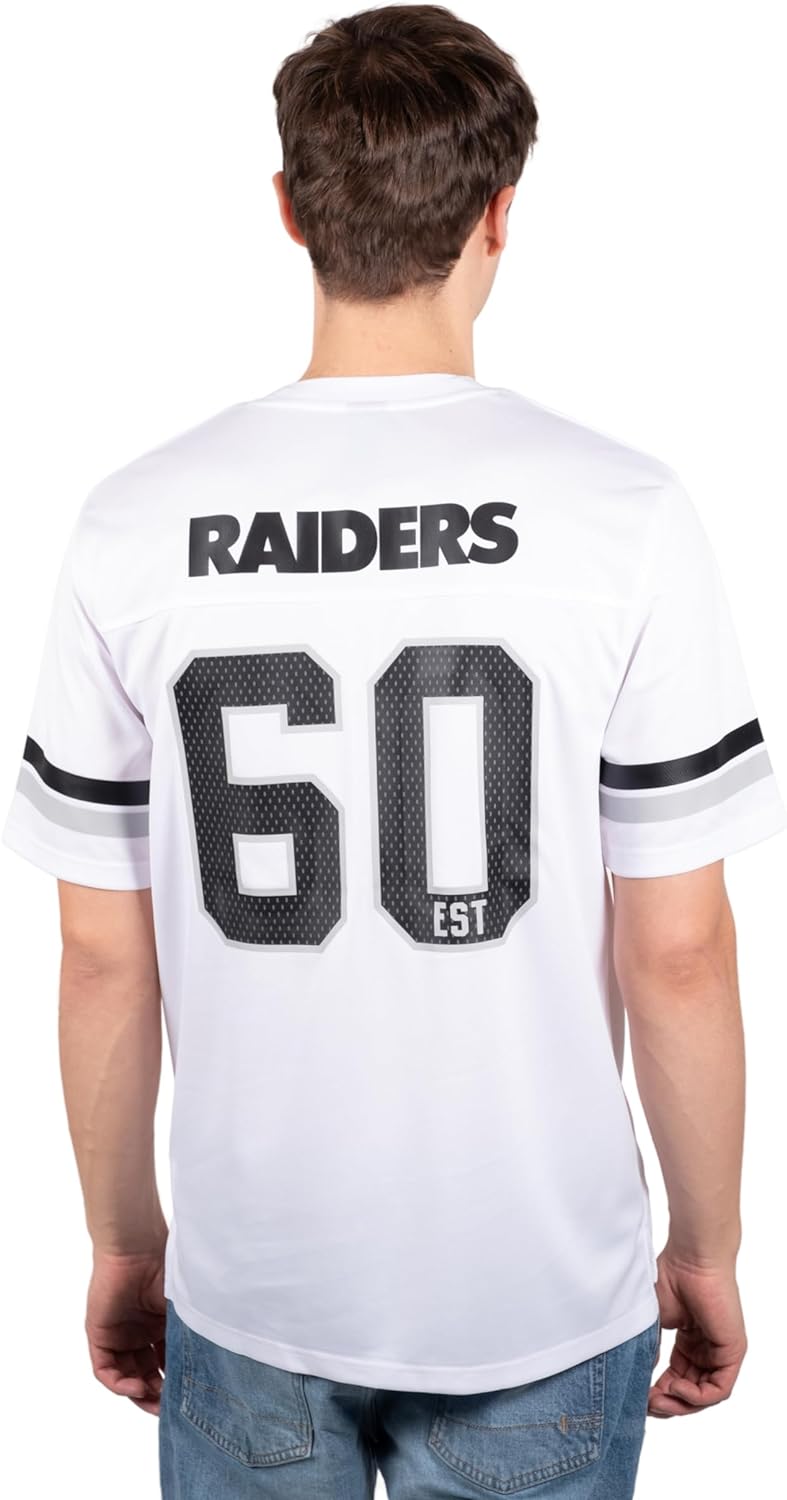 Ultra Game NFL Mens Standard Jersey Crew Neck Mesh Stripe T-Shirt|Las Vegas Raiders - UltraGameShop